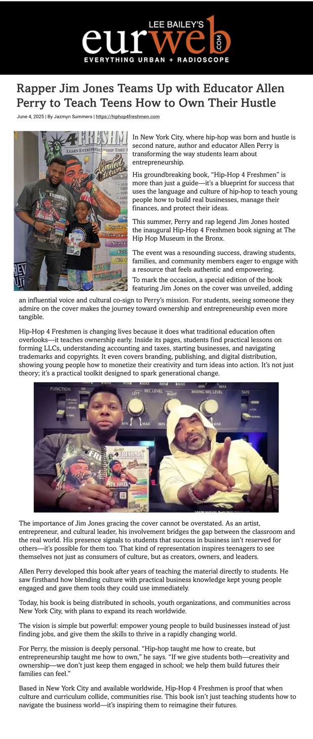 Rapper Jim Jones Teams Up with Educator Allen Perry to Teach How to Own Their Hustle