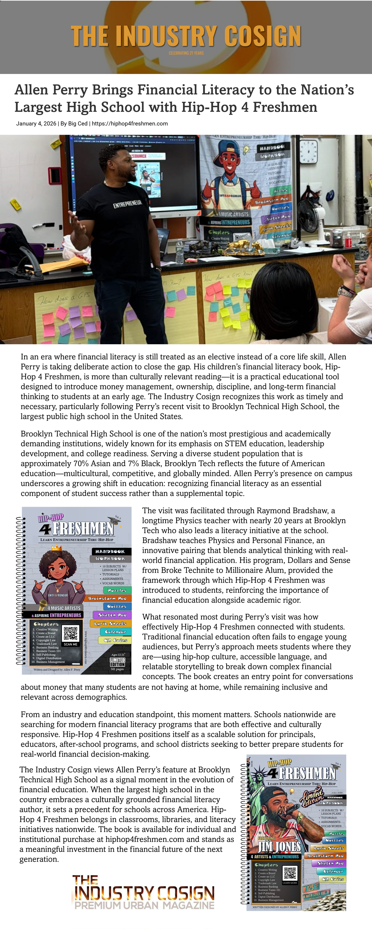 Allen Perry Brings Financial Literacy to the Nations's Largest High School with Hip-Hop 4 Freshmen