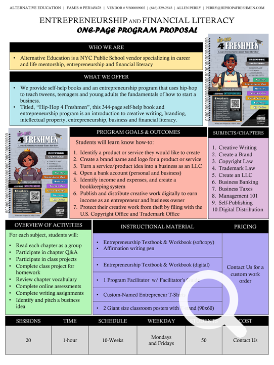 Alternative Education's Program Proposal for Hip-Hop 4 Freshmen